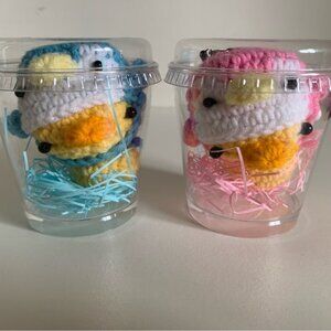 Handmade Crochet Duck Plushies in Cups